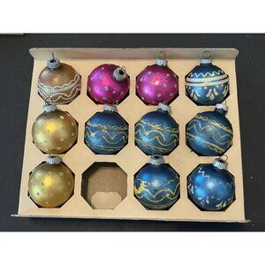 11 Shiny Bright Christmas Ornament Mica MCM Mercury Glass Some Matching With Box